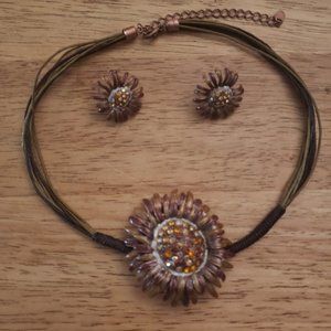 FASHION JEWELRY choker necklace & pierced earring set - new